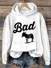 Women's Plus Size Funny Bad Ass Donkey Hoodie
