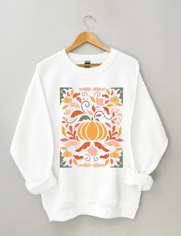 Women's Plus Size Fall Floral Sweatshirt