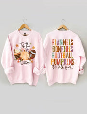 Women's Plus Size Flannels Bonfires Football Pumpkins Sweatshirt