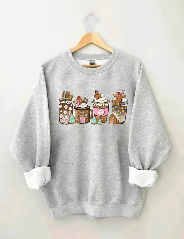 Women's Plus Size Gingerbread Christmas Coffee Sweatshirt