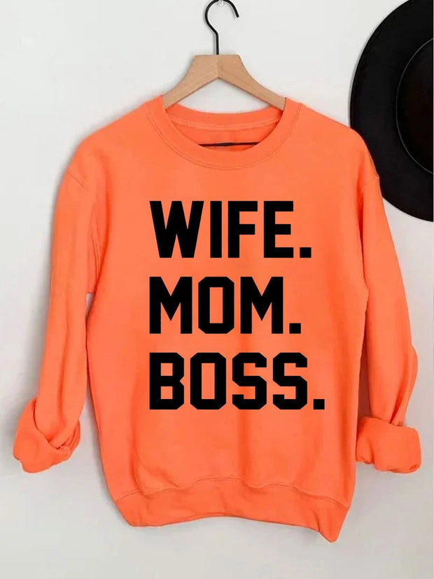 Women's Plus Size Wife Mom Boss Sweatshirt