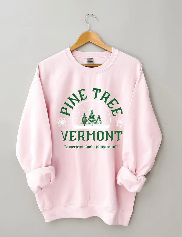 Women's Plus Size Pine Tree Vermont Christmas Sweatshirt