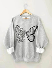 Women's Plus Size Floral Butterfly Sweatshirt
