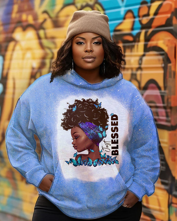 Women's Plus Afro Girl Bless Long Sleeve Hoodie