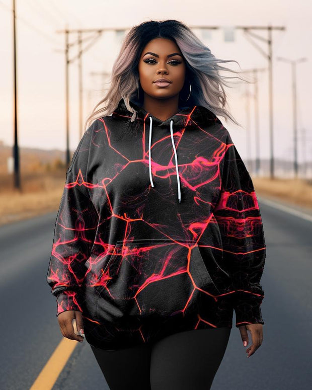 Women's Plus Size Thunder Abstract Graphic Long Sleeve Hoodie