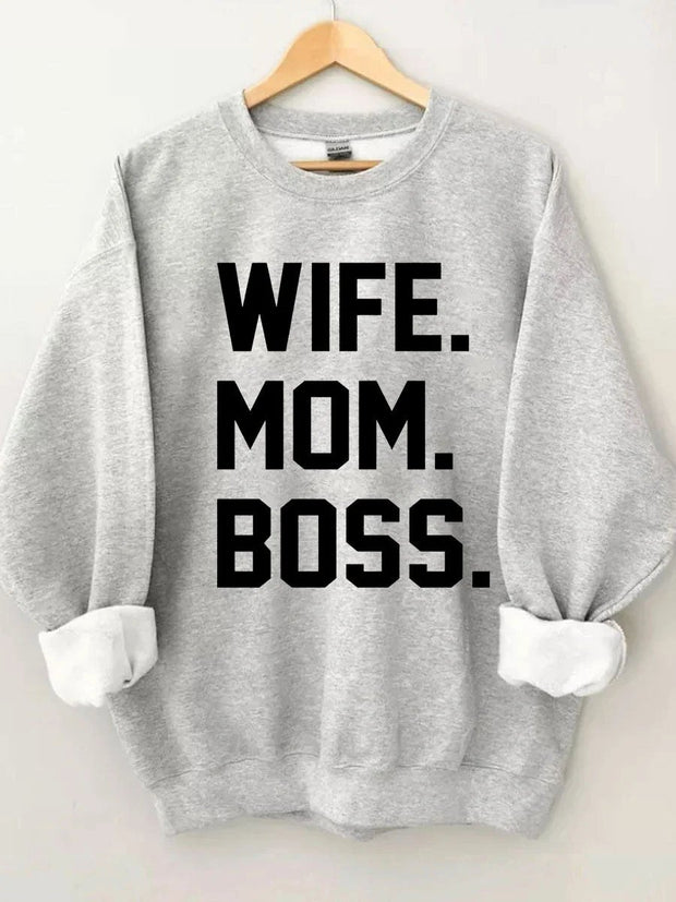 Women's Plus Size Wife Mom Boss Sweatshirt