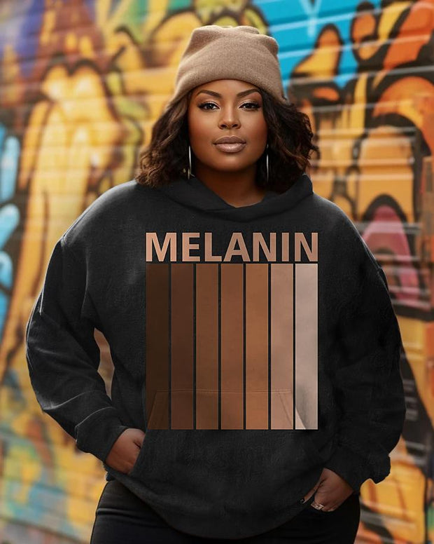 Women's Plus Size African American Melanin Long Sleeve Hoodie