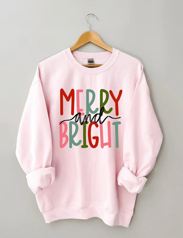 Women's Plus Size Merry and Bright Christmas Sweatshirt