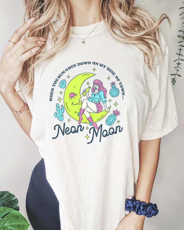 Plus Size Neon Moon Cream T-Shirt