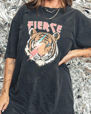 Plus Size Fierce Vintage Tiger Oversized Graphic T-Shirt