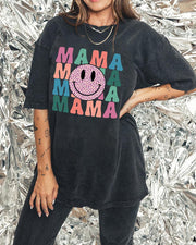 Plus Size Retro Smiley Face Mama T-Shirt